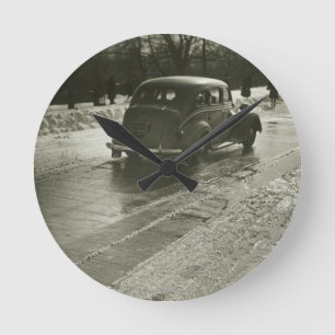 Car on the Road Round Clock