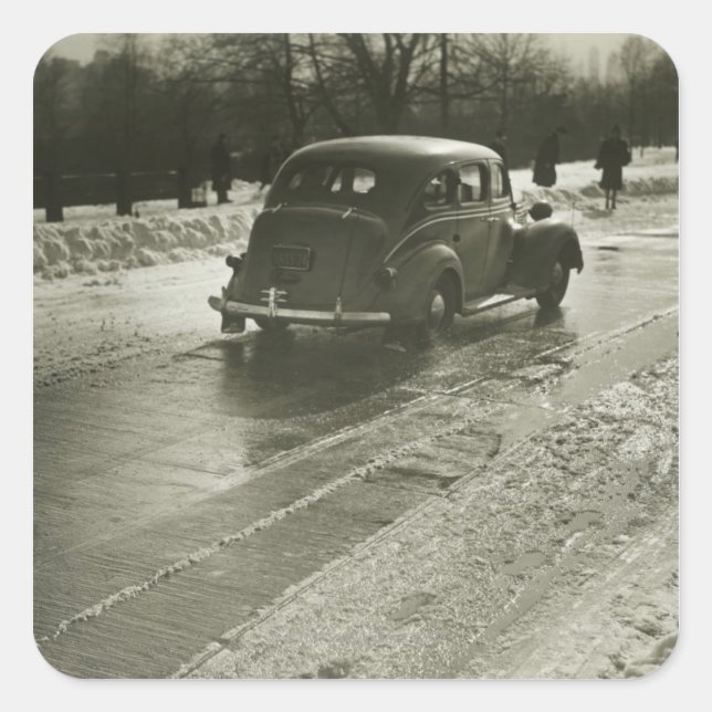Car on the Road Square Sticker (Front)