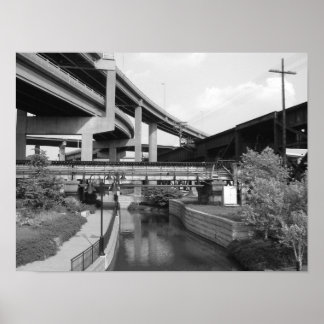 Car overpass train overpass and canal in Richmond Poster