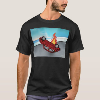 Car overturned and smashed on fire on the road fri T-Shirt