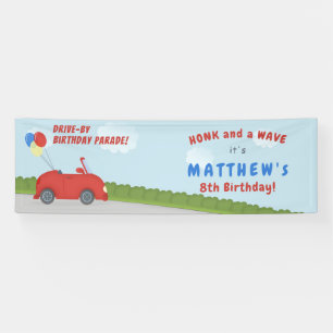Car Parade Social Distancing Birthday Banner