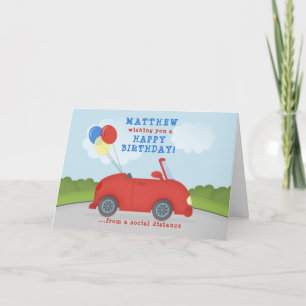 Car Parade Social Distancing Birthday Card