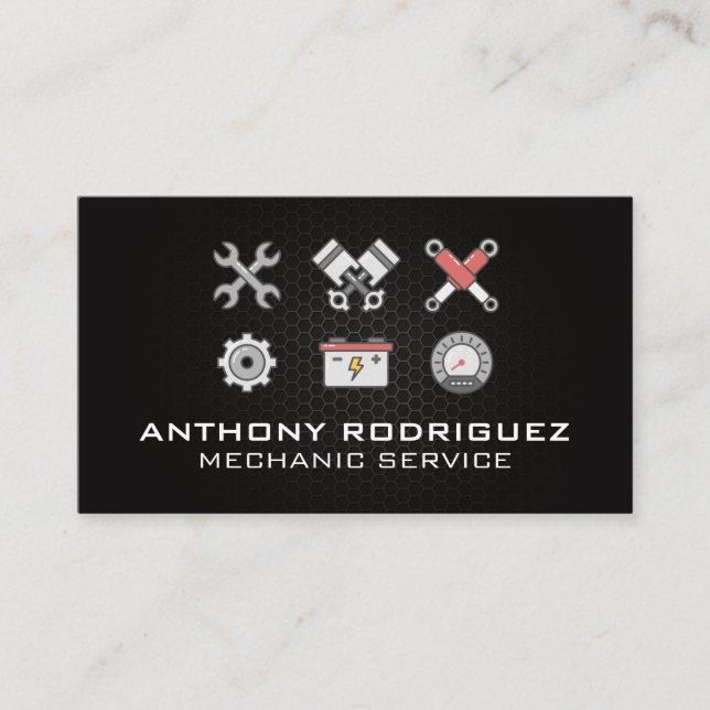 Car Parts and Mechanic Tools Business Card (Front)