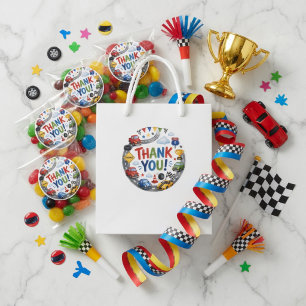 Car Party Fun Race Car Birthday Kids Race Party Classic Round Sticker