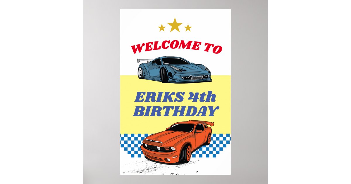 Car party welcome sign, racing party sign | Zazzle