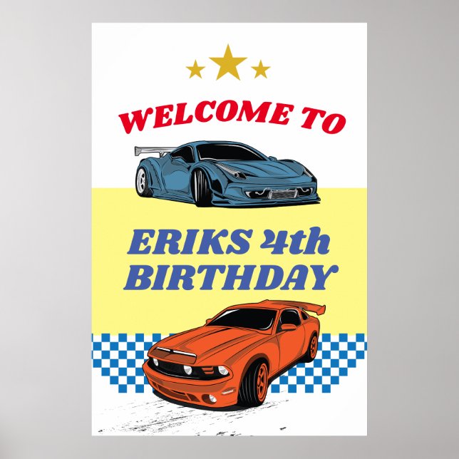 Car party welcome sign, racing party sign (Front)