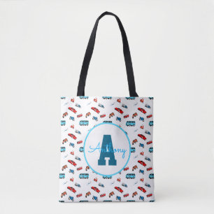 Car pattern boy birthday customised monogram Cute Tote Bag