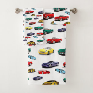 Car Pattern Multi-Coloured Vehicles Cars Automobil Bath Towel Set