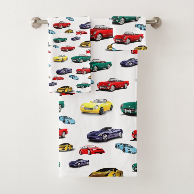 Car Pattern Multi-Coloured Vehicles Cars Automobil Bath Towel Set (Insitu)