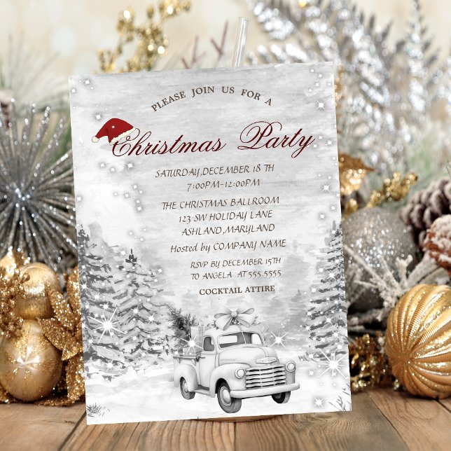 Car Pine Tree Snow Forest Christmas Invitation (Creator Uploaded)