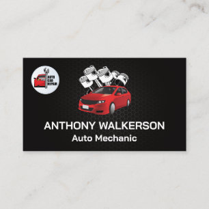 Car Pistons Auto Repair Logo Business Card