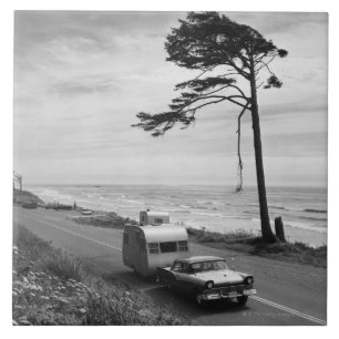 Car Pulling Trailer Tile