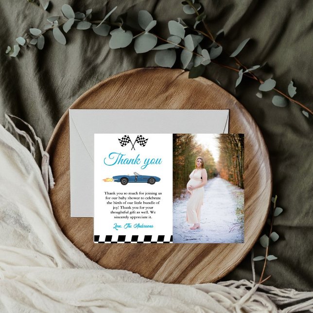 Car Race Baby Shower Thank You Card (Creator Uploaded)