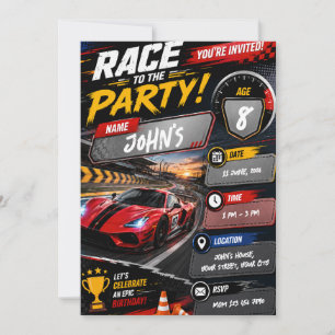 Car Race Birthday Invitation for Kids