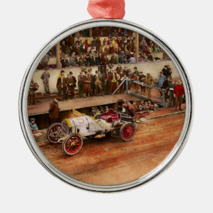 Car Race - Racing to get gas 1908 Metal Tree Decoration