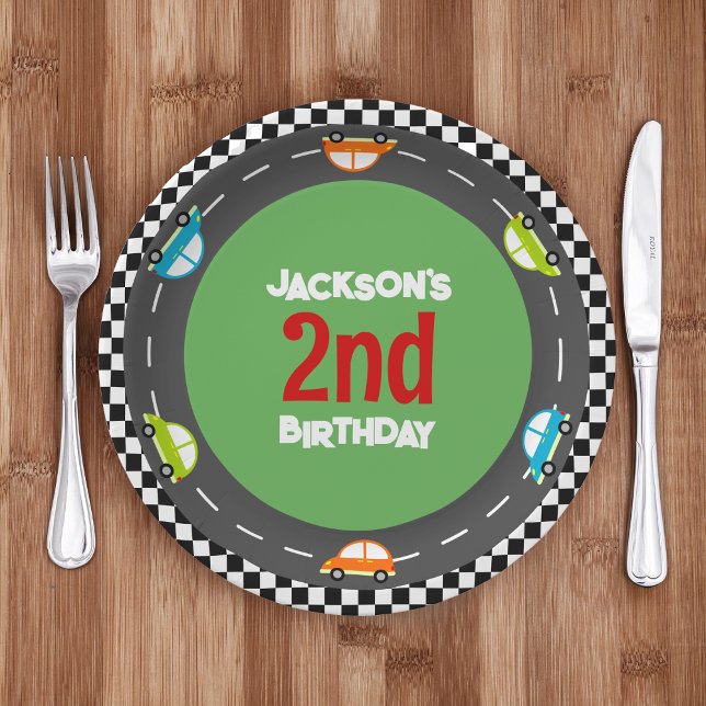 Car Race Track Boy Birthday Party Paper Plate (Creator Uploaded)