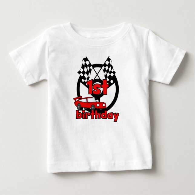 Car Racing 1st Birthday Baby T-Shirt (Front)