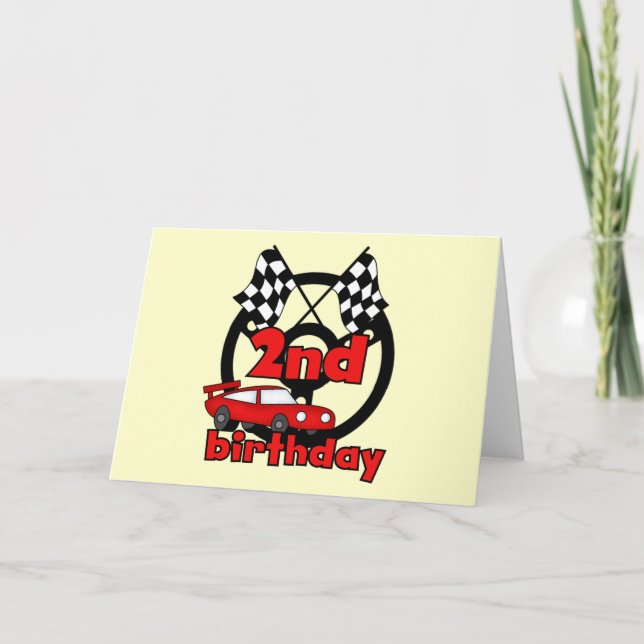 Car Racing 2nd Birthday Tshirts and Gifts Card (Front)