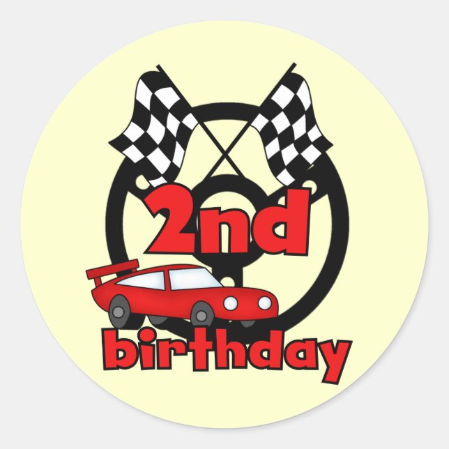 Car Racing 2nd Birthday Tshirts and Gifts Classic Round Sticker (Front)