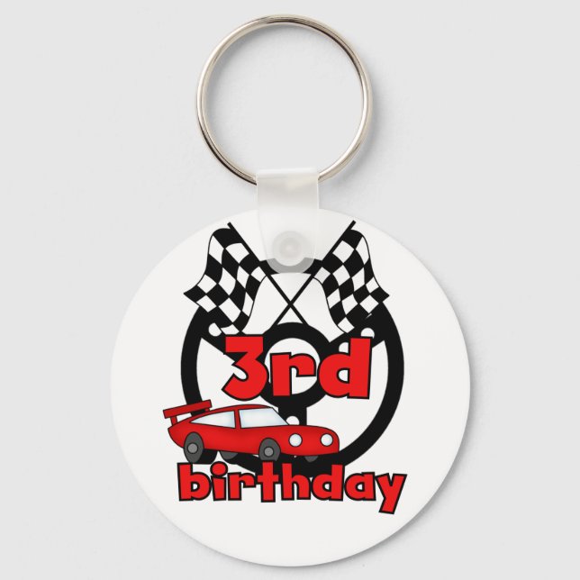 Car Racing 3rd Birthday Tshirts and Gifts Key Ring (Front)
