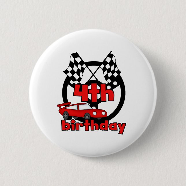 Car Racing 4th Birthday 6 Cm Round Badge (Front)