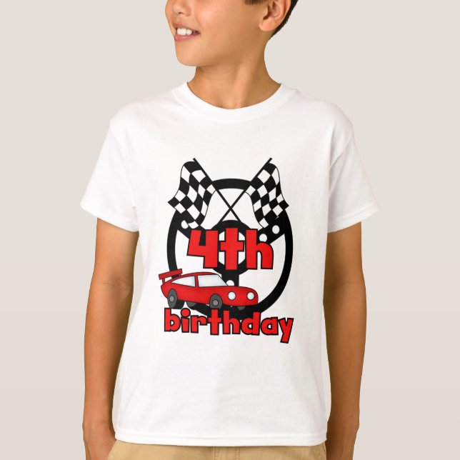 Car Racing 4th Birthday Tshirts and Gifts (Front)