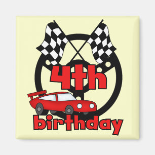 Car Racing 4th Birthday Tshirts and Gifts Magnet
