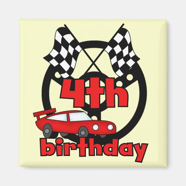 Car Racing 4th Birthday Tshirts and Gifts Magnet (Front)