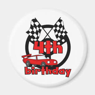 Car Racing 4th Birthday Tshirts and Gifts Magnet