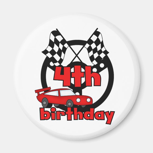 Car Racing 4th Birthday Tshirts and Gifts Magnet (Front)