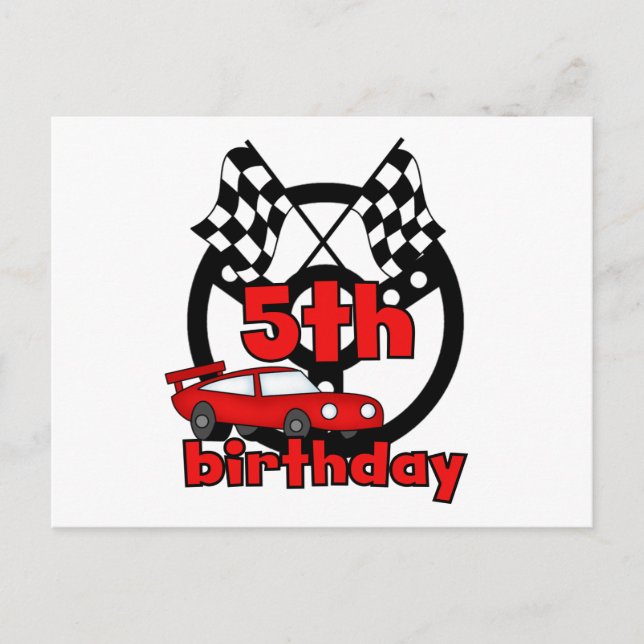 Car Racing 5th Birthday Tshirts and Gifts Postcard (Front)