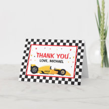 Car Racing  Birthday Thank you card