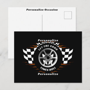 Car Racing Checkered Flag Any Occasion Sports     Holiday Postcard
