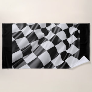 Car racing checkered flag beach towel. beach towel