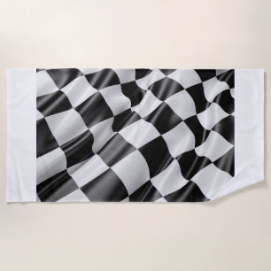Car racing checkered flag beach towel. beach towel