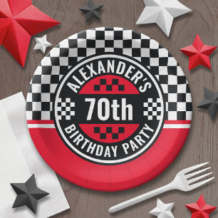 Car Racing Checkered Flag Birthday Party Paper Plate