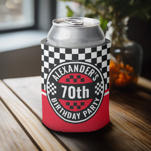 Car Racing Chequered Flag Birthday Party Can Cooler
