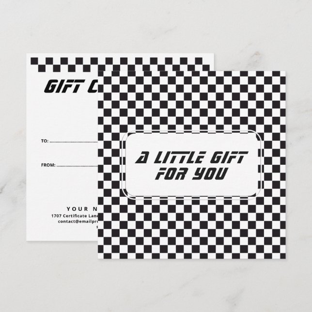 Car Racing / Chess Pattern - black 1 Card (Front/Back)