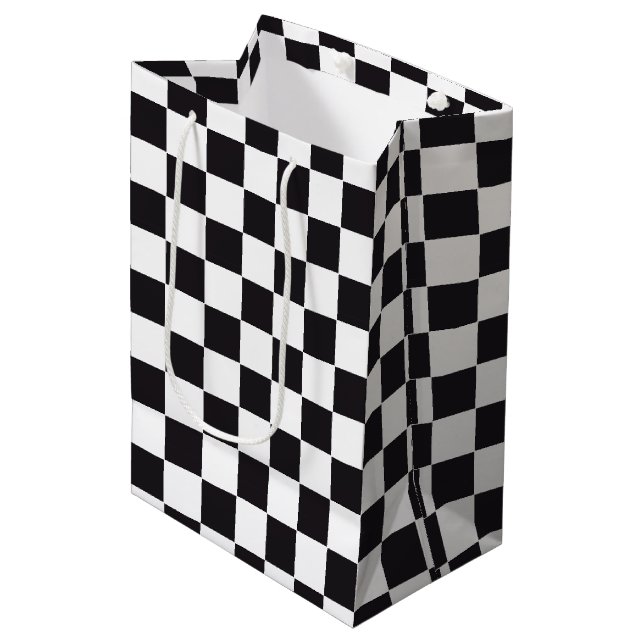 Car Racing / Chess Pattern - black 1 Medium Gift Bag (Front Angled)
