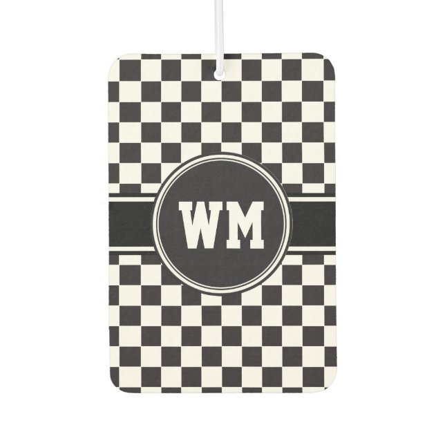 Car Racing / Chess Pattern + your backgr. & ideas Car Air Freshener (Front)