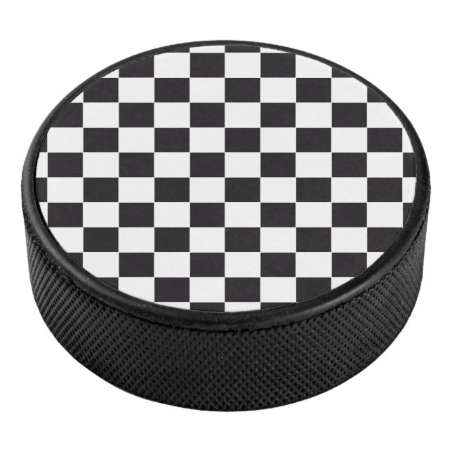 Car Racing / Chess Pattern + your backgr. & ideas Hockey Puck (3/4)