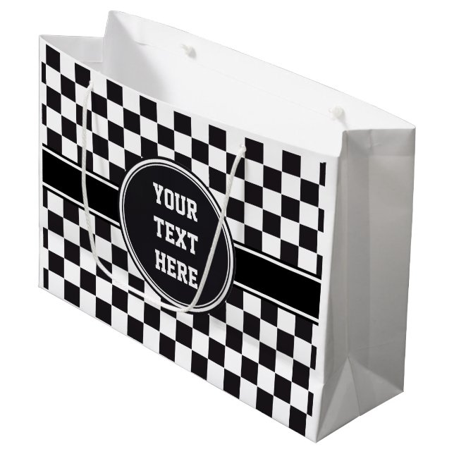 Car Racing / Chess Pattern + your backgr. & ideas Large Gift Bag (Front Angled)