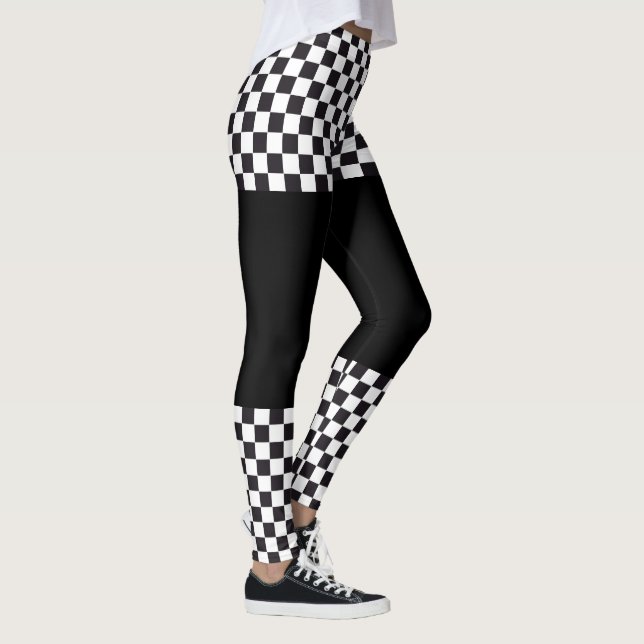 Car Racing / Chess Pattern + your backgr. & ideas Leggings (Right)