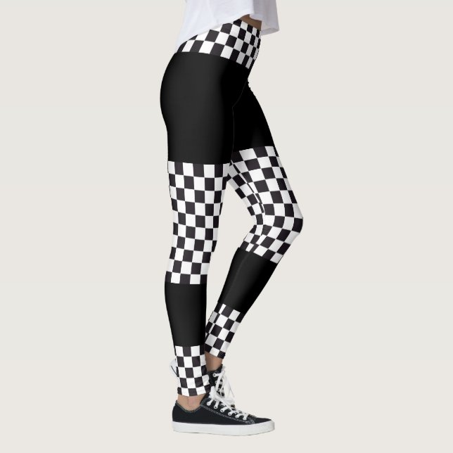 Car Racing / Chess Pattern + your backgr. & ideas Leggings (Right)