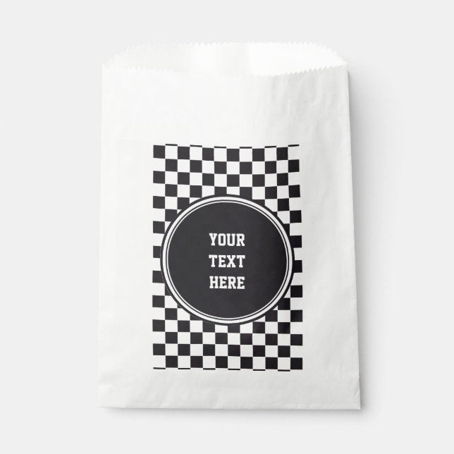 Car Racing / Chess Pattern + your backgr. & text Favour Bag (Front)