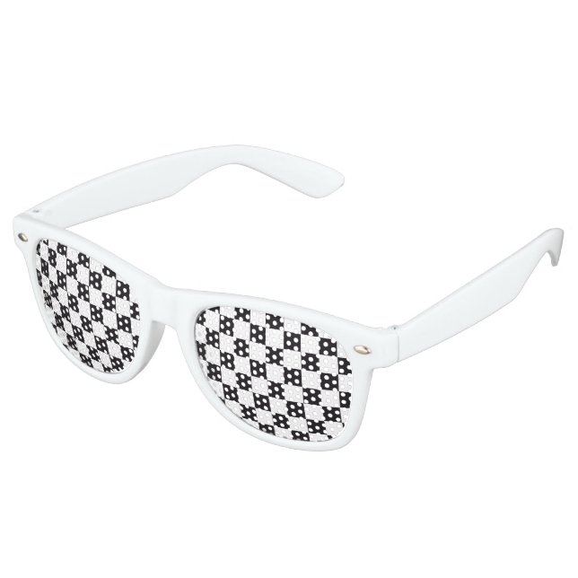 Car Racing / Chess Pattern + your backgr. & text Retro Sunglasses (Angled)