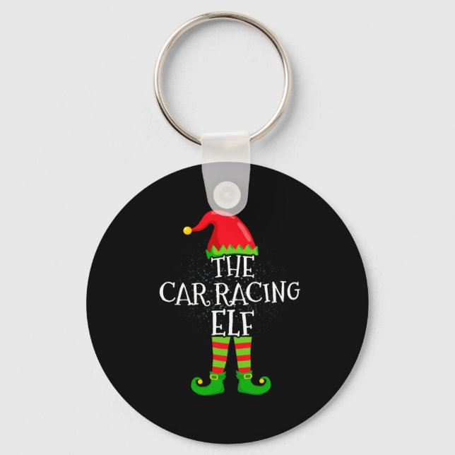 Car Racing Elf Family Matching Christmas Group  Key Ring (Front)