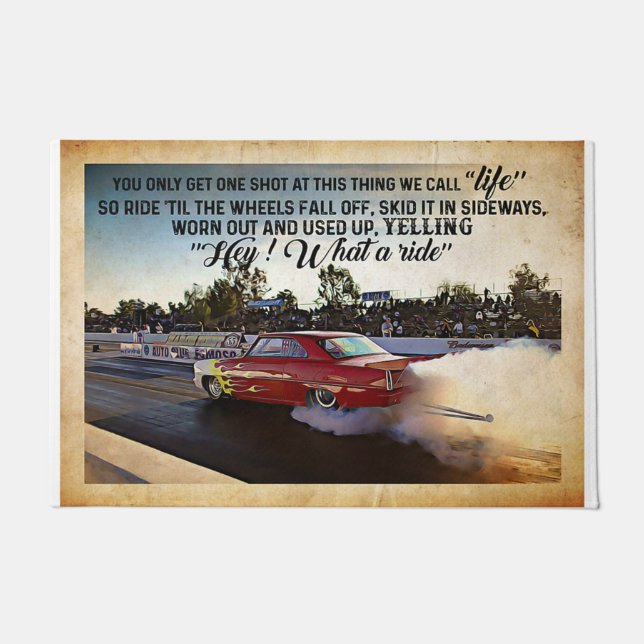 Car Racing Mat - Personalised Welcome Mat  (Front)