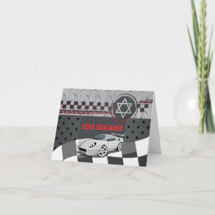 Car Racing Race Car Bar Mitzvah Thank You Card
