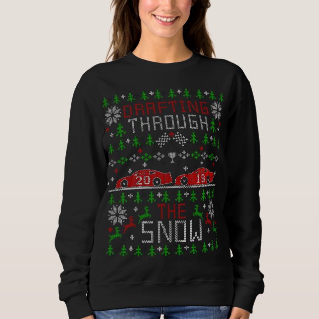 Car Racing Race Fan Funny Ugly Christmas Sweater P (Front)
